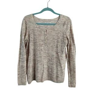 American Eagle Lightweight Knit Henley Long Sleeve Top Pink Size Medium